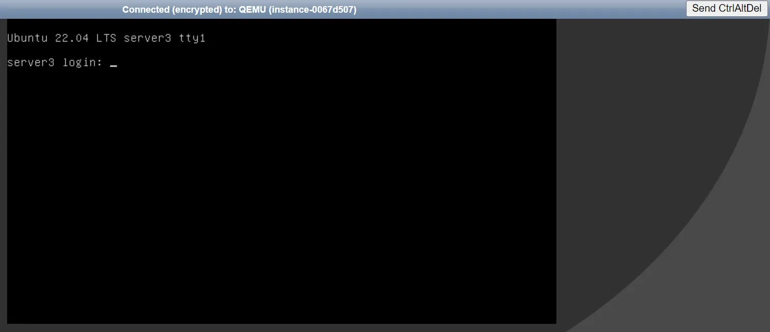 Schwarzes Terminalfenster mit Ubuntu 22.04 LTS Anmeldeaufforderung nach erfolgreichem Boot.