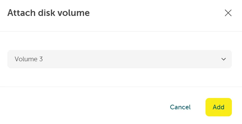 Screenshot: Auswahl des Volumes und Klick auf „Hinzufügen".