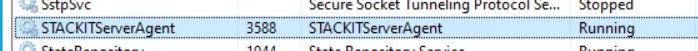 Liste der Windows Dienste, in welcher der Dienst "STACKITServerAgent" mit dem Status "Wird ausgeführt" hervorgehoben ist.