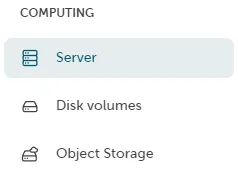 Server-Listen-Tabelle mit zwei Servern. Server1 zeigt den Status ‘Active’ in Grün, befindet sich in der Availability Zone ‘eu01-3’ mit der privaten IP ‘10.1.0.128’ und einem Kopier-Symbol. Server2 zeigt den Status ‘Shelved offloaded’ in Grau mit der privaten IP ‘10.1.0.65’. Für Server2 ist ein Dropdown-Menü mit den Verwaltungsoptionen geöffnet: Start, Stop, Reboot, Unshelve, Web console und Delete. Die Spaltenüberschriften umfassen Name (mit Sortierpfeil), Status, Task, Availability Zones und Private IP.