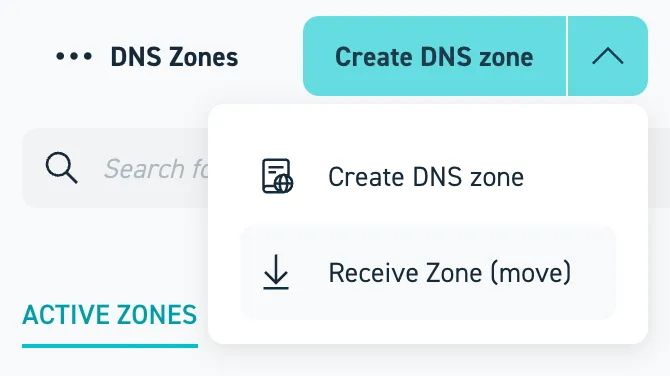 Schaltfläche zum Empfangen einer Zone