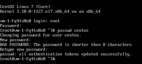 Terminal mit dem Passwortänderungsvorgang für den Benutzer.
